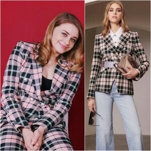 VERONICA BEARD Miller Double-Breasted  Plaid Blazer size 2